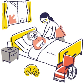 Häusliche Pflege Oma im Bett Zeichnung Foto iStock hisa nishiya.jpg